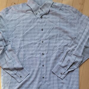 Canali 17 1/2 neck plaid dress shirt